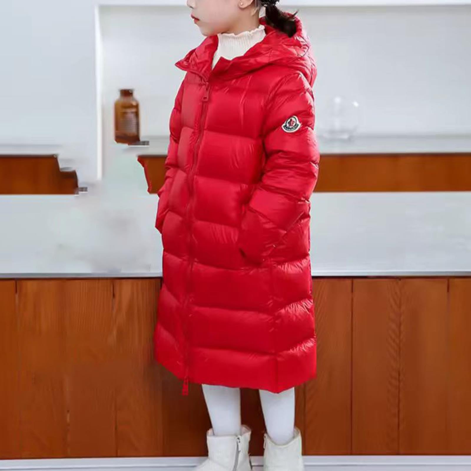 HAOLEI Chaqueta Acolchada con Capucha para Niñas y Niños,Abrigo Acolchado con Capucha Cálida Brillante Cortavientos Manga Larga con Cremallera y Bolsillos Ropa Adolescentes Otoño Invierno 5-15 Años