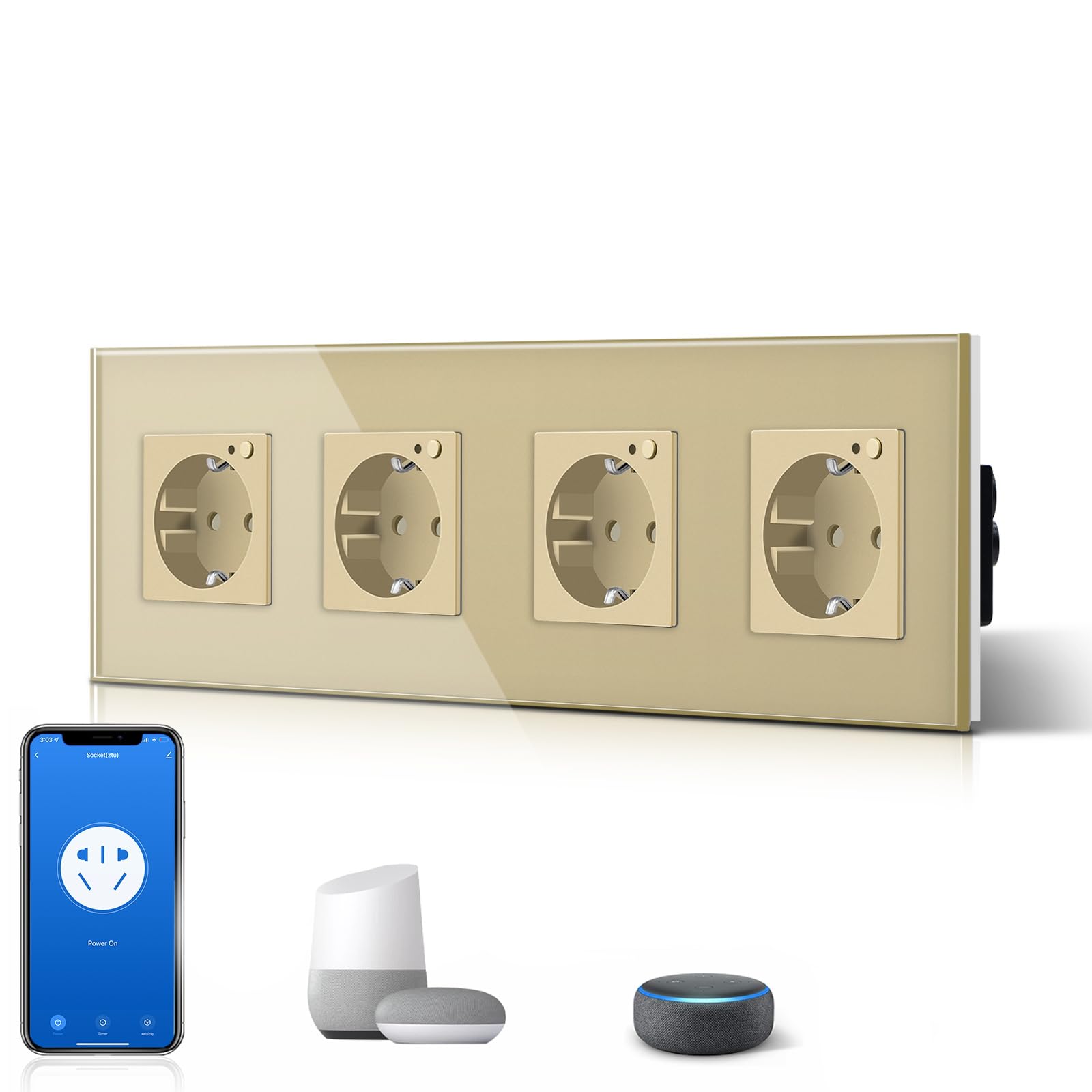 BSEED Enchufe Inteligente con 20W USB y Tipo C,Mate Enchufe Pared Wifi con Medidor Consumo,Control Remoto por APP & Voz,Requiere Cable Neutro,1 Enchufe,Blanco 86mm — view 13