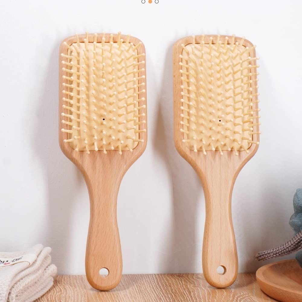 Peines de madera maciza natural, cepillo for el cabello, peine de masaje for mujeres y hombres, cuero cabelludo de masaje for reducir el encrespamiento, for cabello liso, rizado, ondulado, seco, húmed
