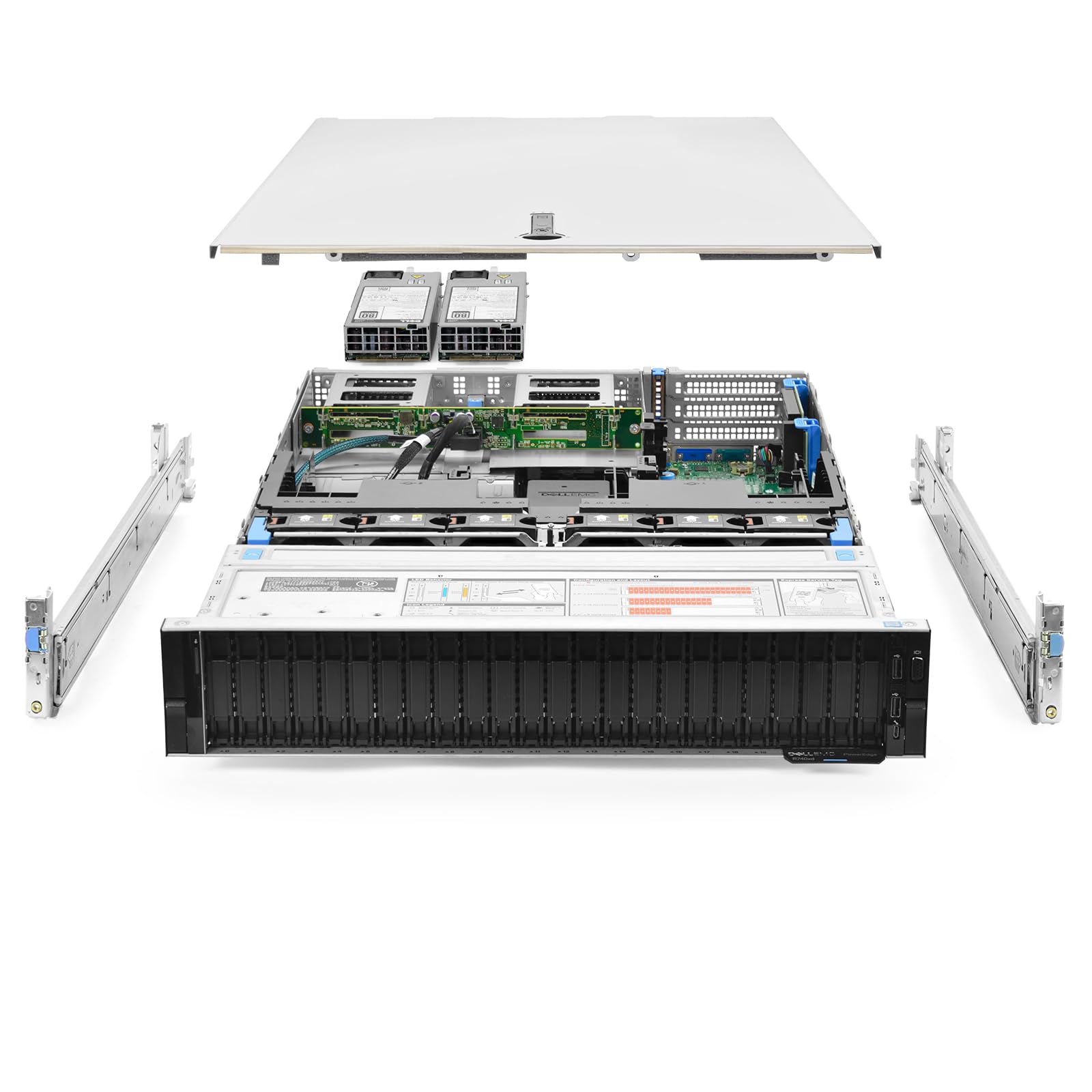 Dell EMC PowerEdge R740xd Server 24B SFF, 2X Intel Xeon Gold 6152 up to 3.7GHz (44-cores Total), 768GB DDR4, 240GB M.2, PERC HBA330 12GBs, 10Gb + 1Gb, Rails, No OS, BlackSilver (Renewed)