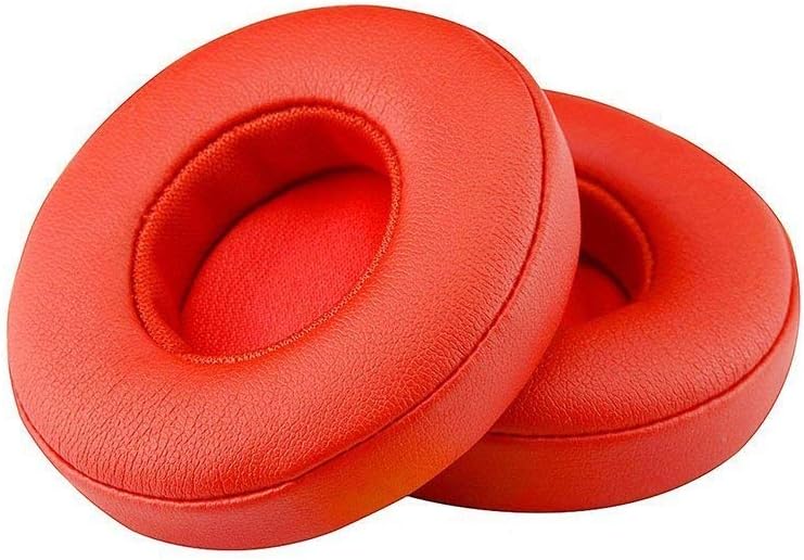 Memory Foam Protein Leather Ear Pads Earbuds Cushion Replacement Earpads Compatible with Beats Solo 2.0/3.0 Wireless NOT FIT Solo 2.0 Wired (Red)
