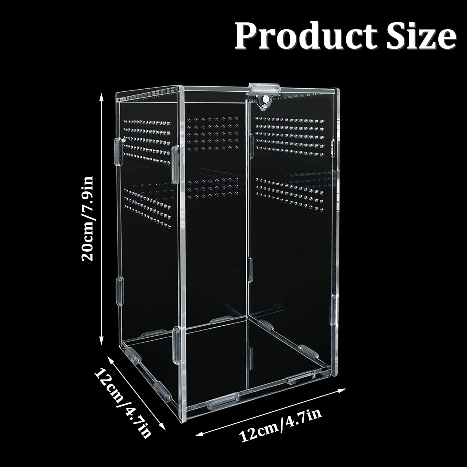 Terrario In Acrilico Per Insetti E Rettili - 20x12x12cm | Trasparente Con Fori Di Ventilazione - Foto 9