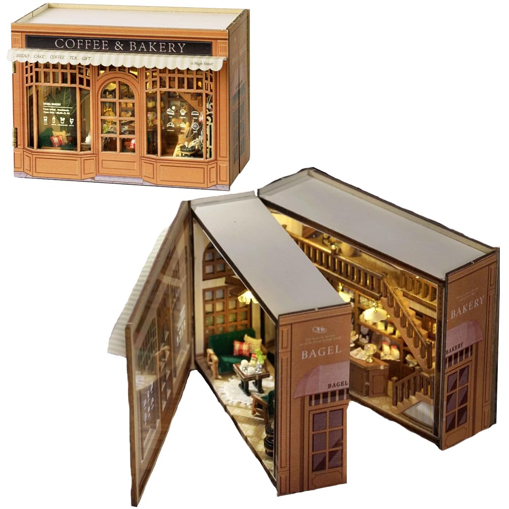 Casa delle bambole in miniatura 3D con motivo per girare la pagina, con piccola casa delle bambole fai da te, con scala a LED, fantastico regalo di compleanno o San Valentino (Bei Guo Shi