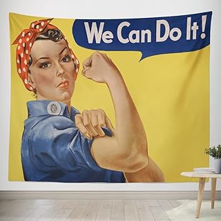 Retro Classic Rosie the Riveter We Can Do It! Women Power Poster Tapestr...
