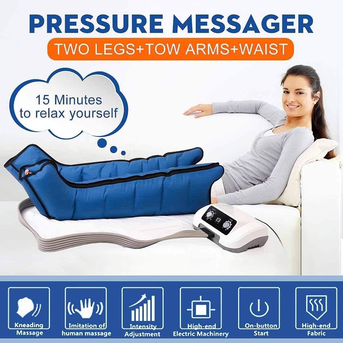 Dispositivo massaggiante per drenaggio linfatico delle Gambe - Stivali a Compressione d'Aria per Il Recupero da linfedema, Dolore al Polpaccio e Problemi di circolazione, Sistema d