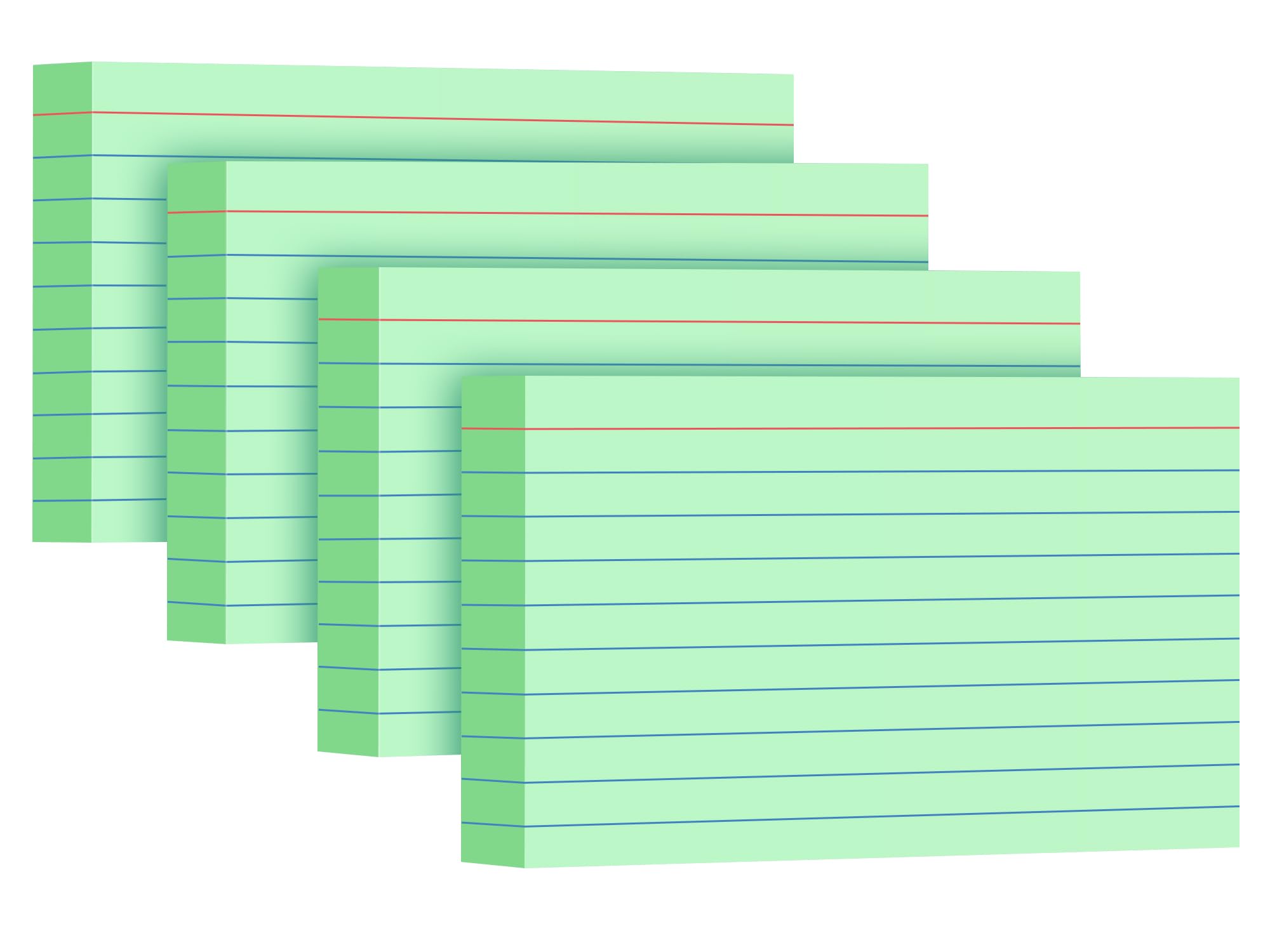 YIZUUN Green Index Cards 3x5, 200 Pack, Ruled Index Cards, Flash Cards for Studying, Heavy Note Cards for Office, Home and School, 4 Packs of 50