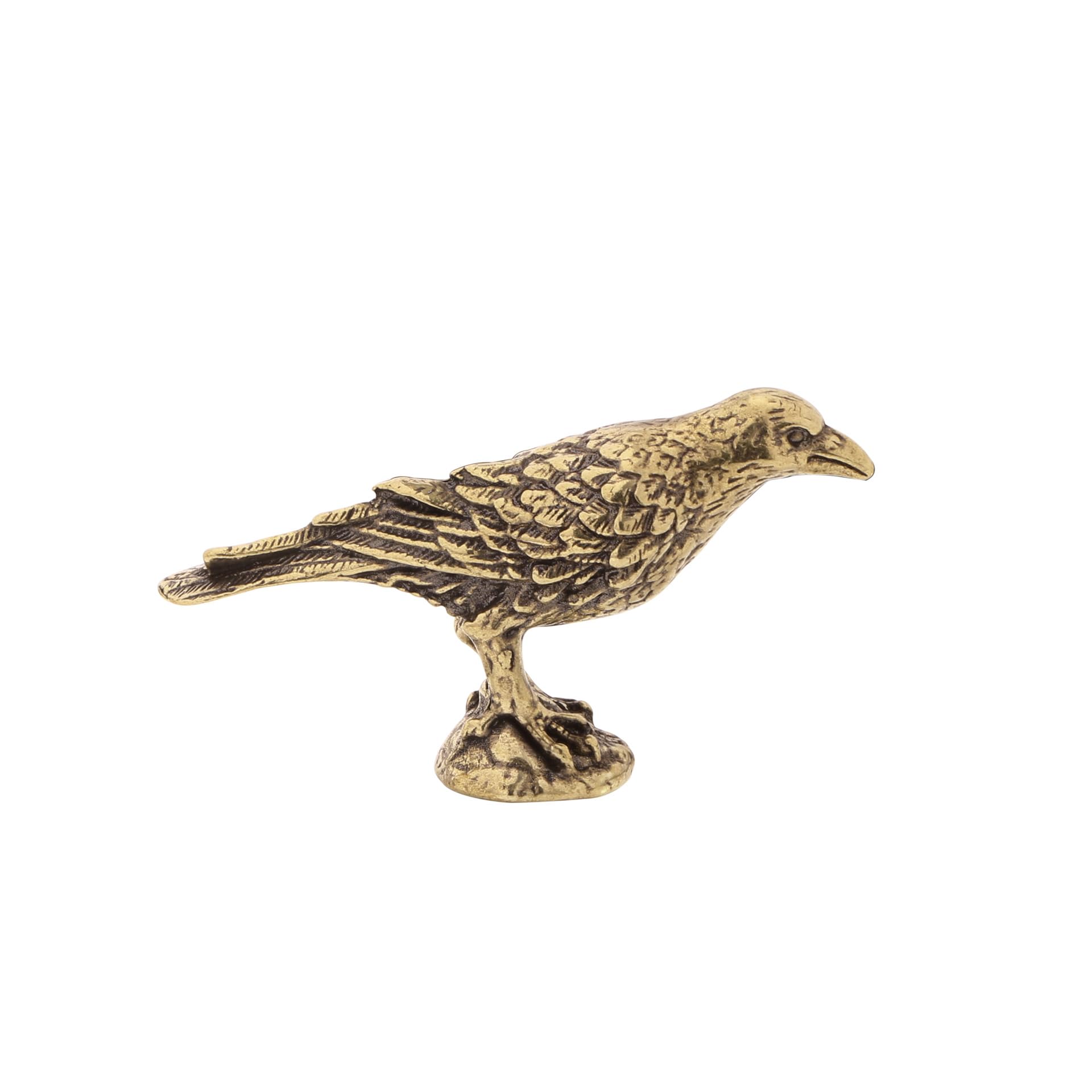 NGDFGR Brass Animal Crow Miniature Statue,Metal Realistic Bird Sculpture Desktop Ornament Home Bonsai Micro Landscape Decr Accessories