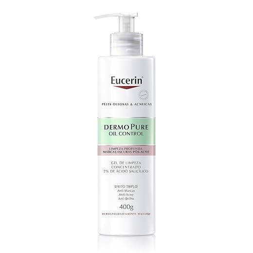 EUCERIN Gel de Limpeza Facial AntiAcne DermoPure Concentrado 400ml, Peles Oleosas e Acneicas