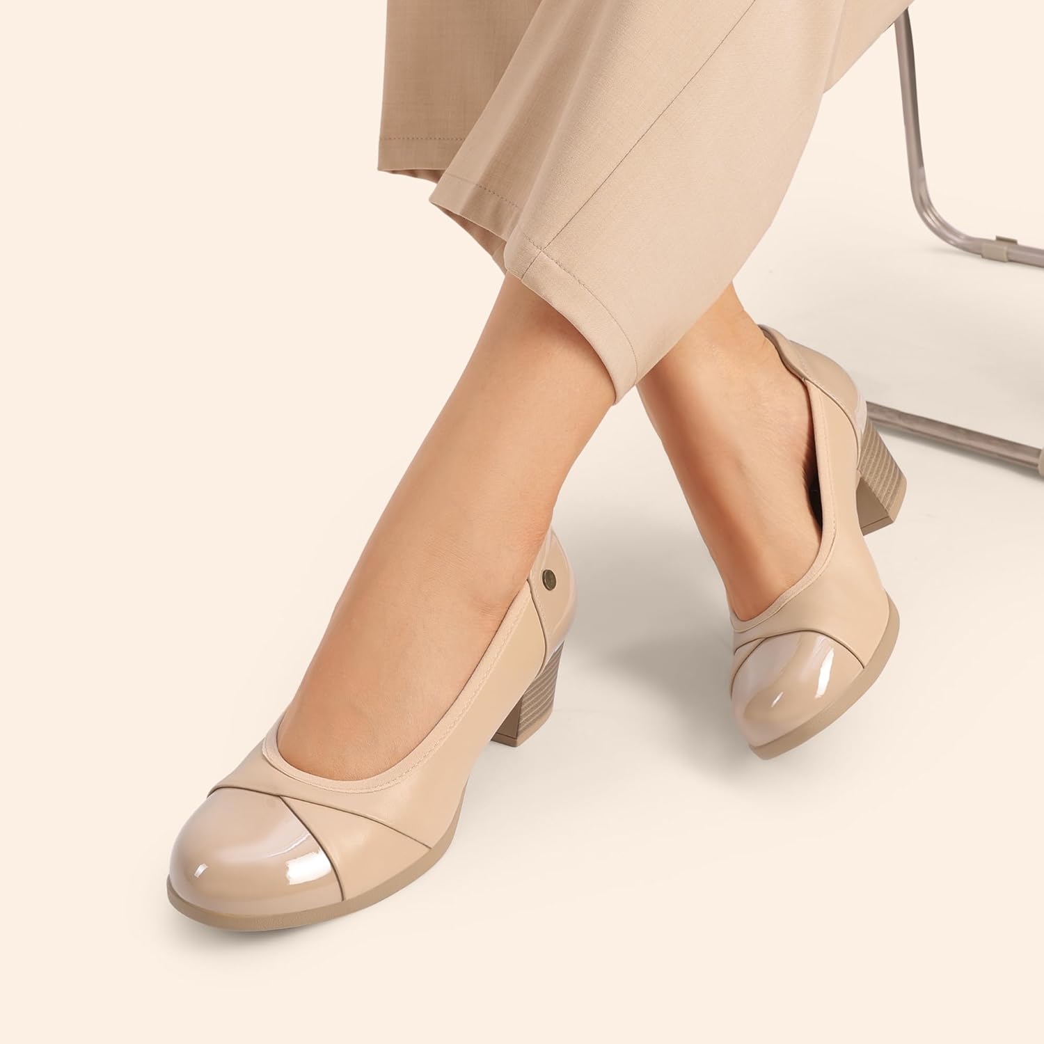 DREAM PAIRS Women's Pumps Low Chunky Block Closed Toe Shoes Work Comfortable Heels Round Toe Dress - Image 2