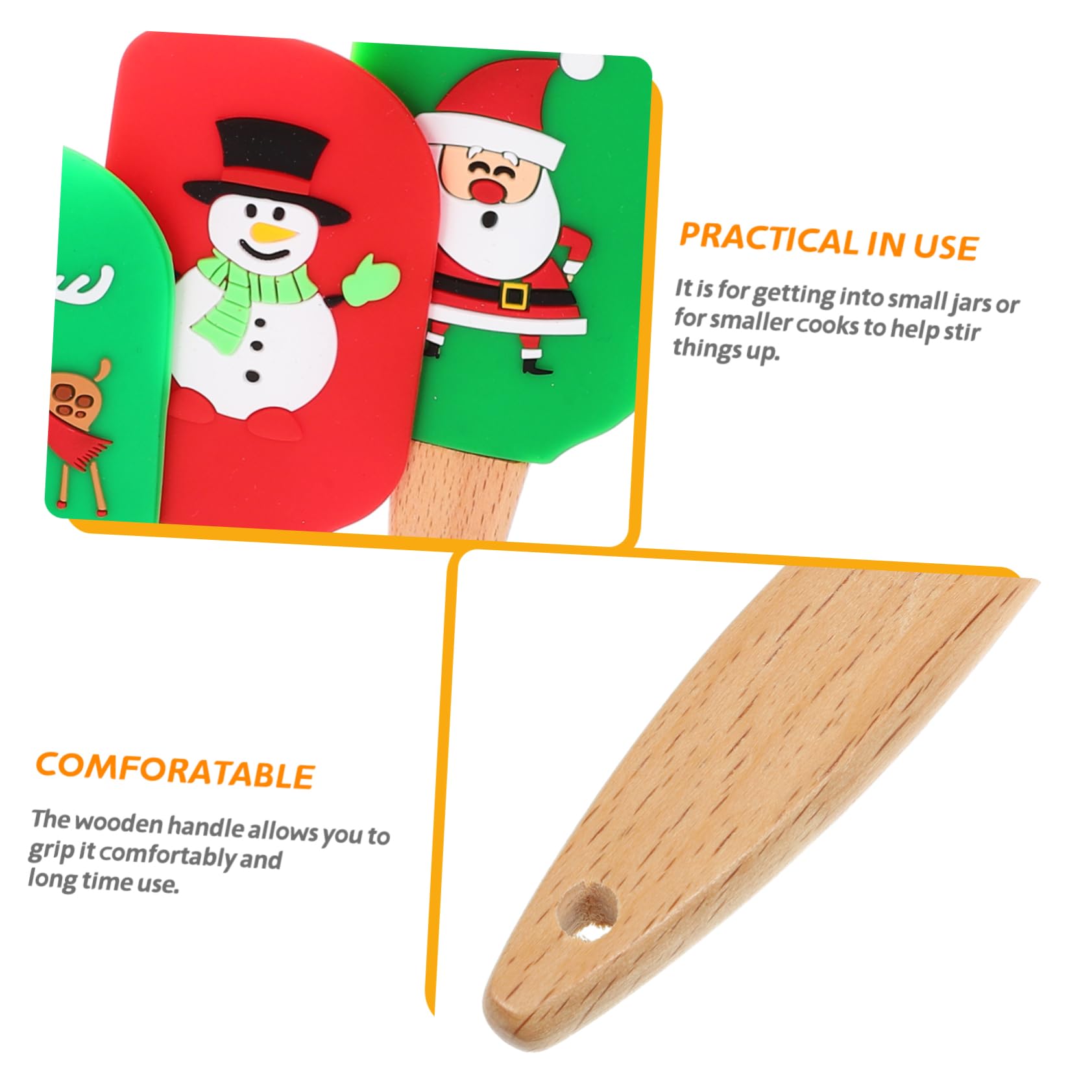 BESTonZON Lot de 5 Spatules en Silicone Résistantes à Haute Température pour Pâtisserie et Raclage de Gâteau, pour Noël et Desserts Délicats Style Aléatoire