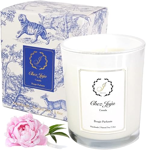 Vela de cera de soja natural  Peonía y gamuza rubor  Vela perfumada de lujo aromaterapia  Quema limpia  Hecho a mano  Vegano a base de plantas