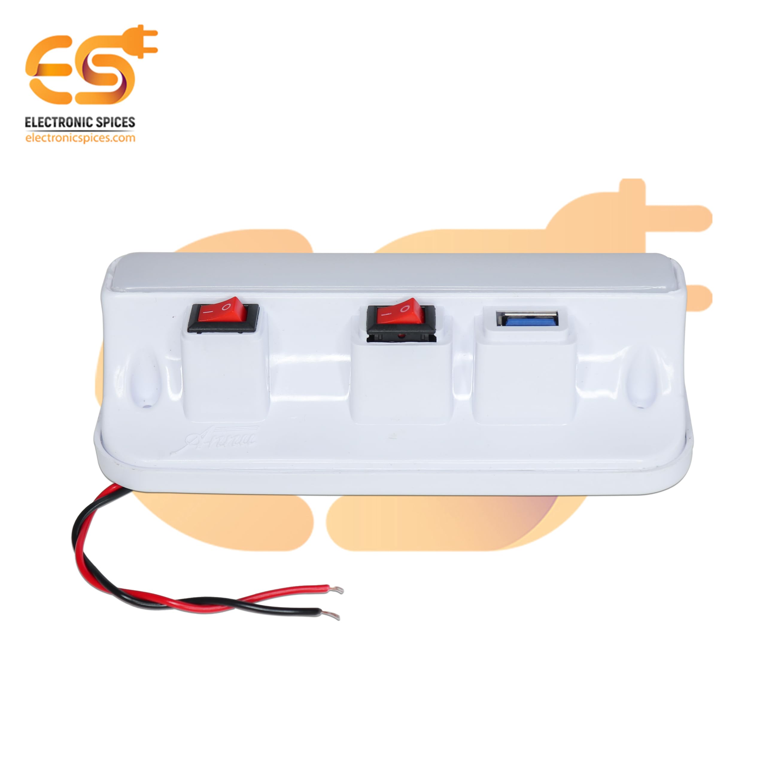 Electronic Spices 12V White Color LED with USB Charger Indicator and On/Off Switch 3