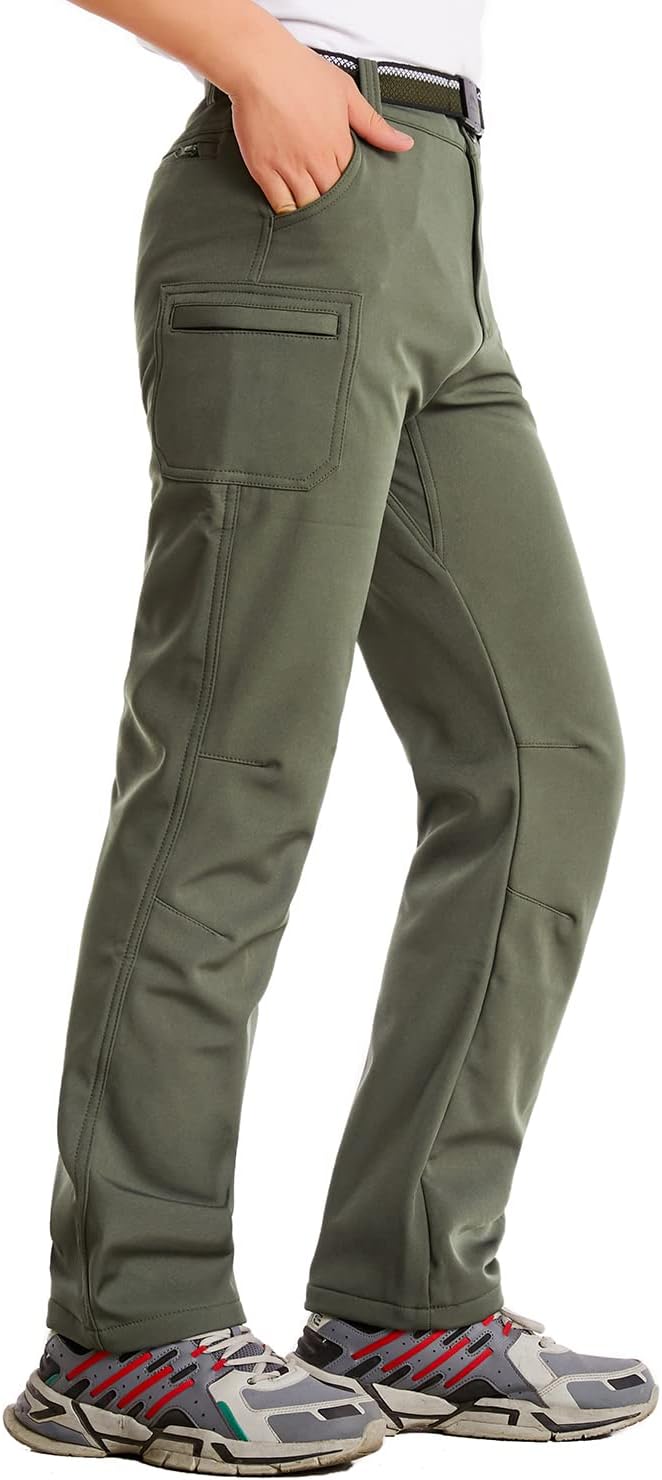 JOMLUN Boy's Hiking Pants Fleece Lined Cargo Snow Soft Shell Ski Waterproof Windproof Warm Outdoor Insulated Trousers Winter - Image 8