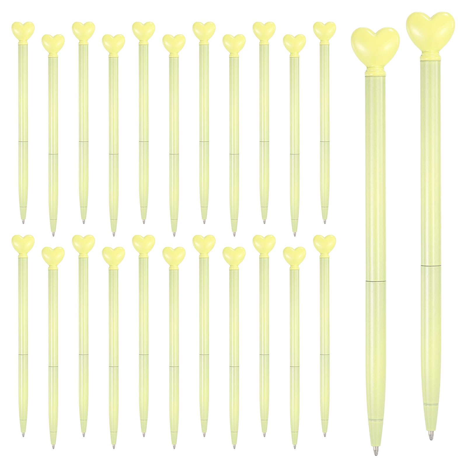 PATIKIL Heart Pens 1.0 mm Black Ink, 24 Pcs Metal Cute Pens Heart Ballpoint Retractable for Women Wedding Office Party Bridal Engagement Gifts Valentine's Day, Yellow