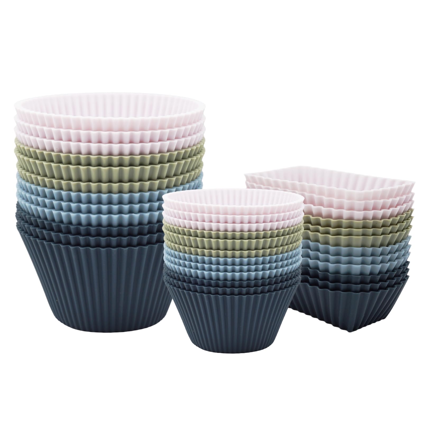 Silicone Cupcake Liners Baking Cups Non-Stick Jumbo Reusable Muffin Molds Bento Bundle Lunch Box Dividers Non-Toxic, BPA Free, Dishwasher Safe (36-Pack)