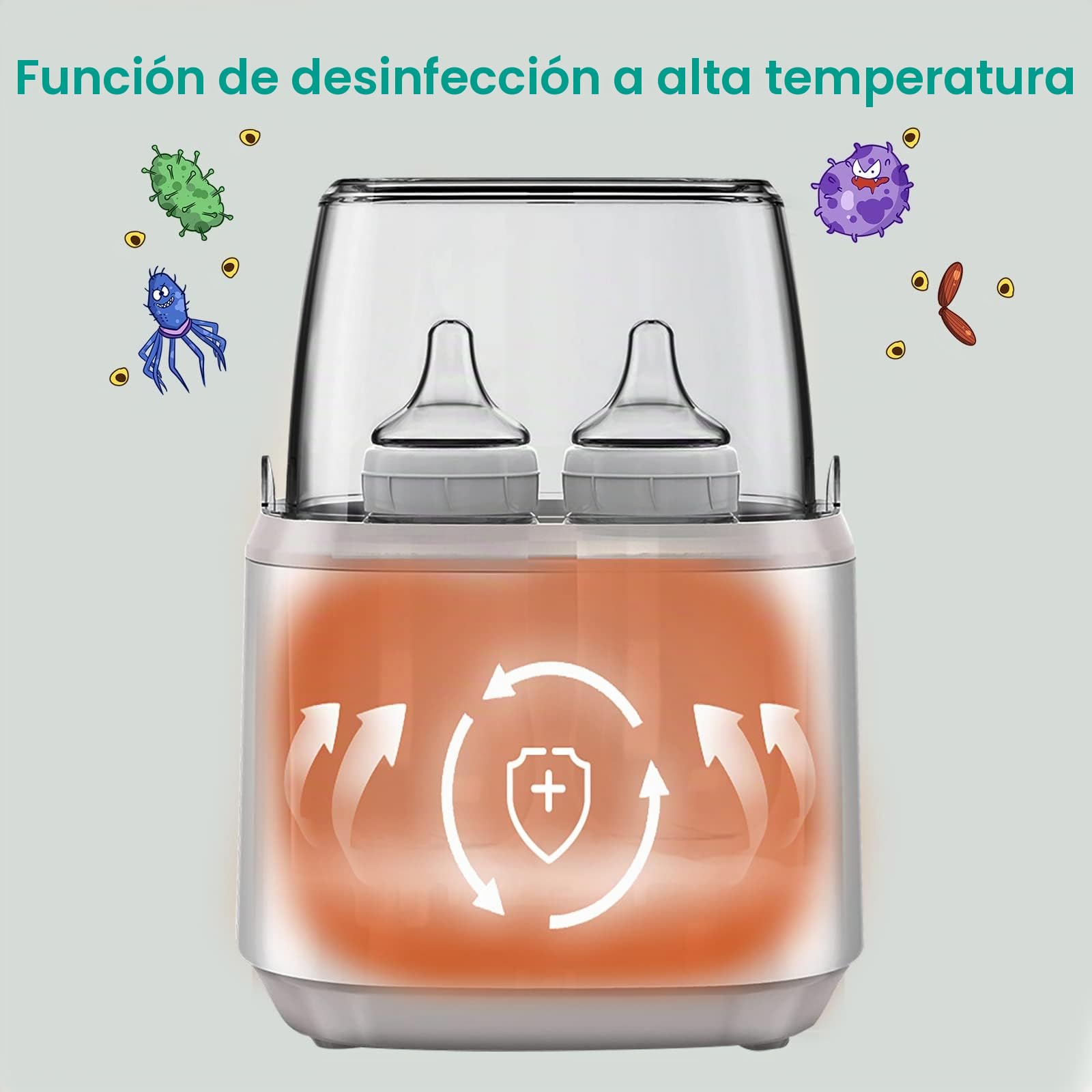 Calentador de biberón 8 en 1 para bebé, esterilizador de biberones, temperatura ajustable con pantalla LCD, para 4 biberones o frascos, apagado automático, con mando a distancia (azul)