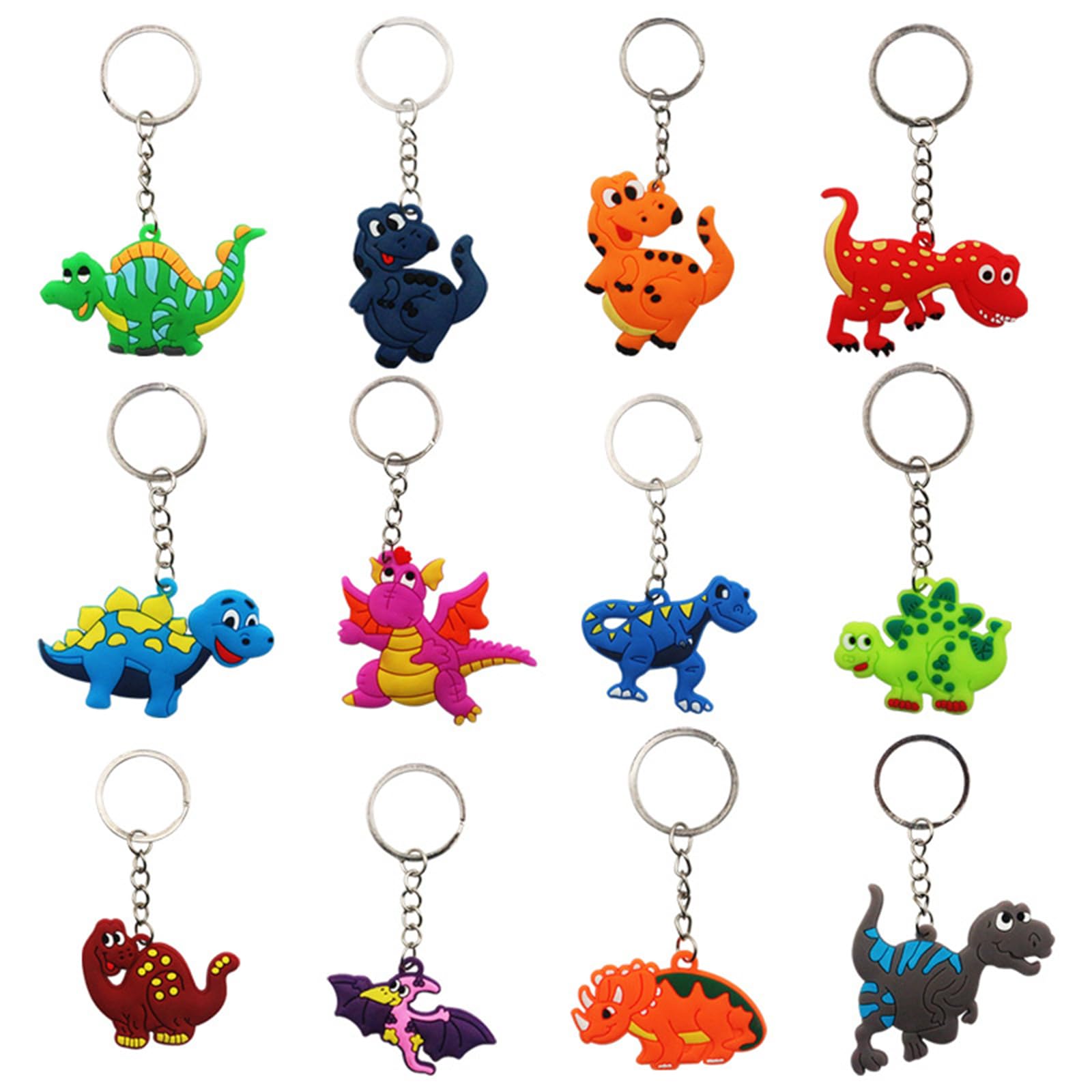 Jiingekk Boys Light 12 Pcs Dinosaur Keychains Cute School Bags Backpack Novelty Keyrings For Party Supplies Favors Bag Fillers Gifts Prizes