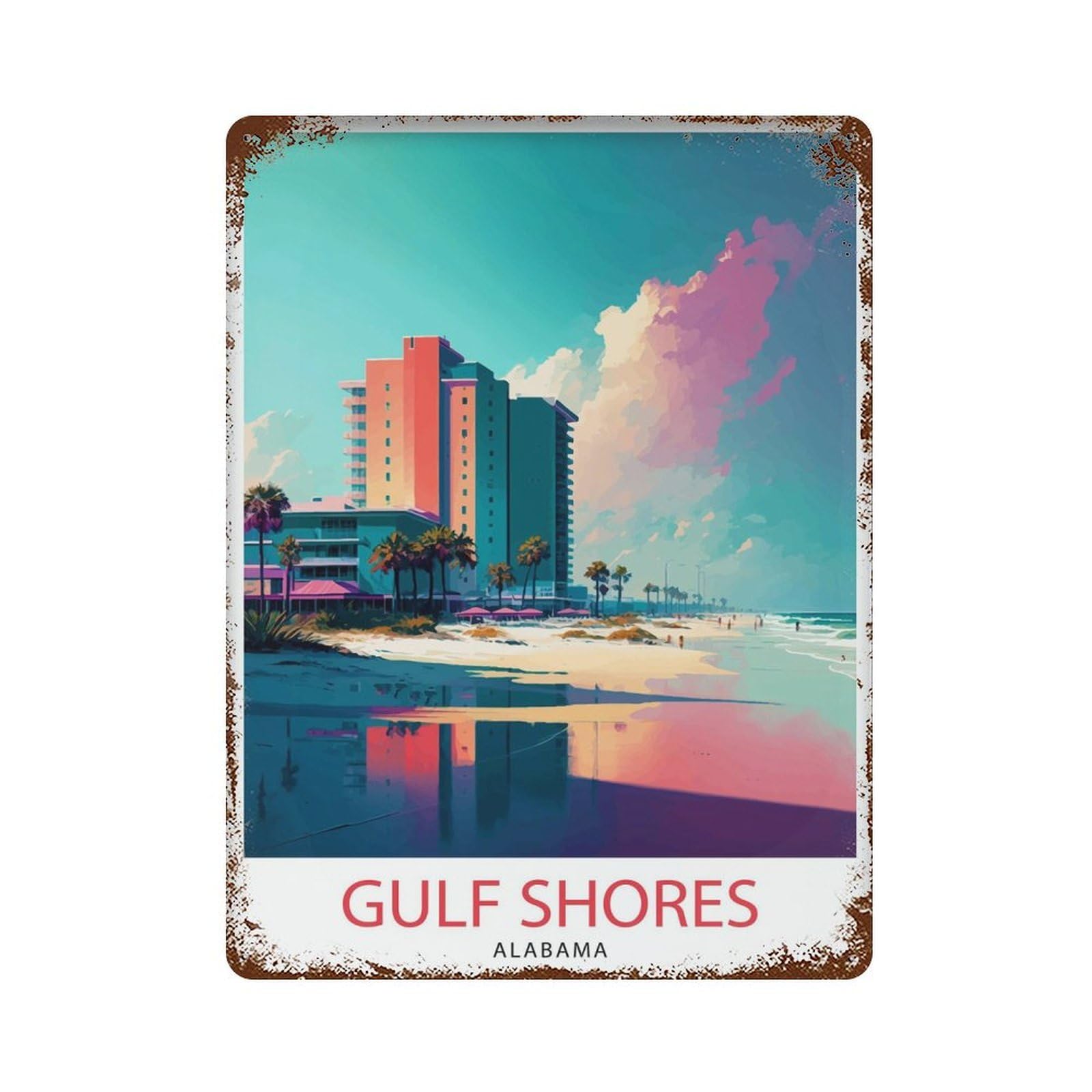 xiaoxiaoshen Gulf Shores Alabama Travel Home Gift for S Wall Decor Art Metal Tin Poster Modern Home Decor Art Home Bar Shop Decorations Vintage Sign 40x30cm