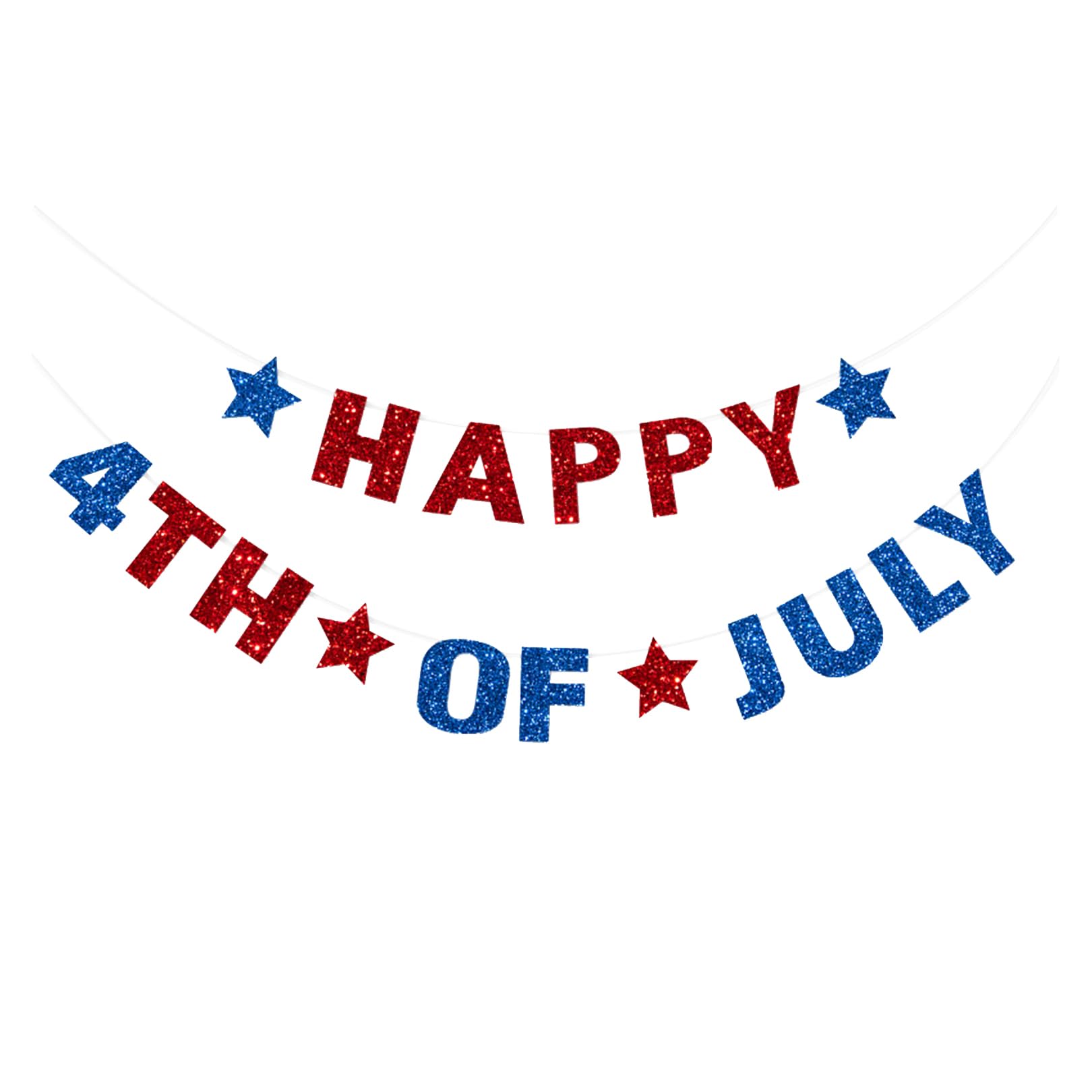4th July Party Decorations,American Flag Happy 4th of July Banner Hanging Garland Red Blue Independence Day USA Bunting Stars Banner Kit For USA National American Party Themed Decoration Supplies
