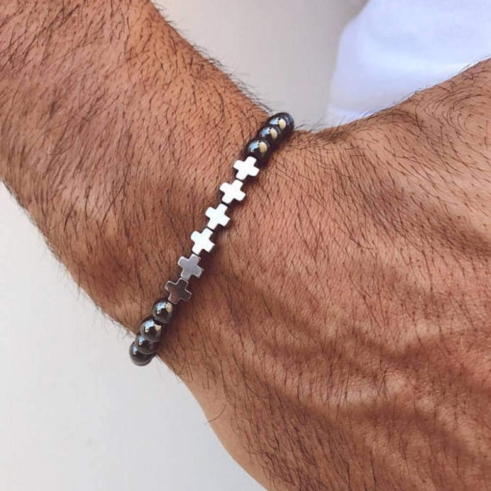 Crosses Hematite Unique Charms Tiger Skull Bracelet for Men