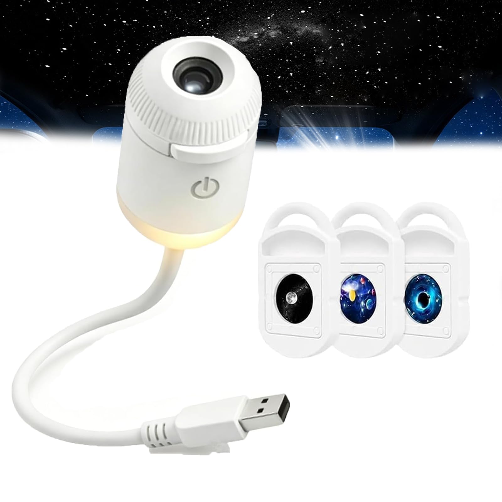 Icettry Projector, Icettry Light, Hd Smart Dynamic 5d Holographic Night Light Projector, Plug and Play Hd Star Projector, 360 Rotating USB Galaxy & Moon Projector Night Light (3 Films)