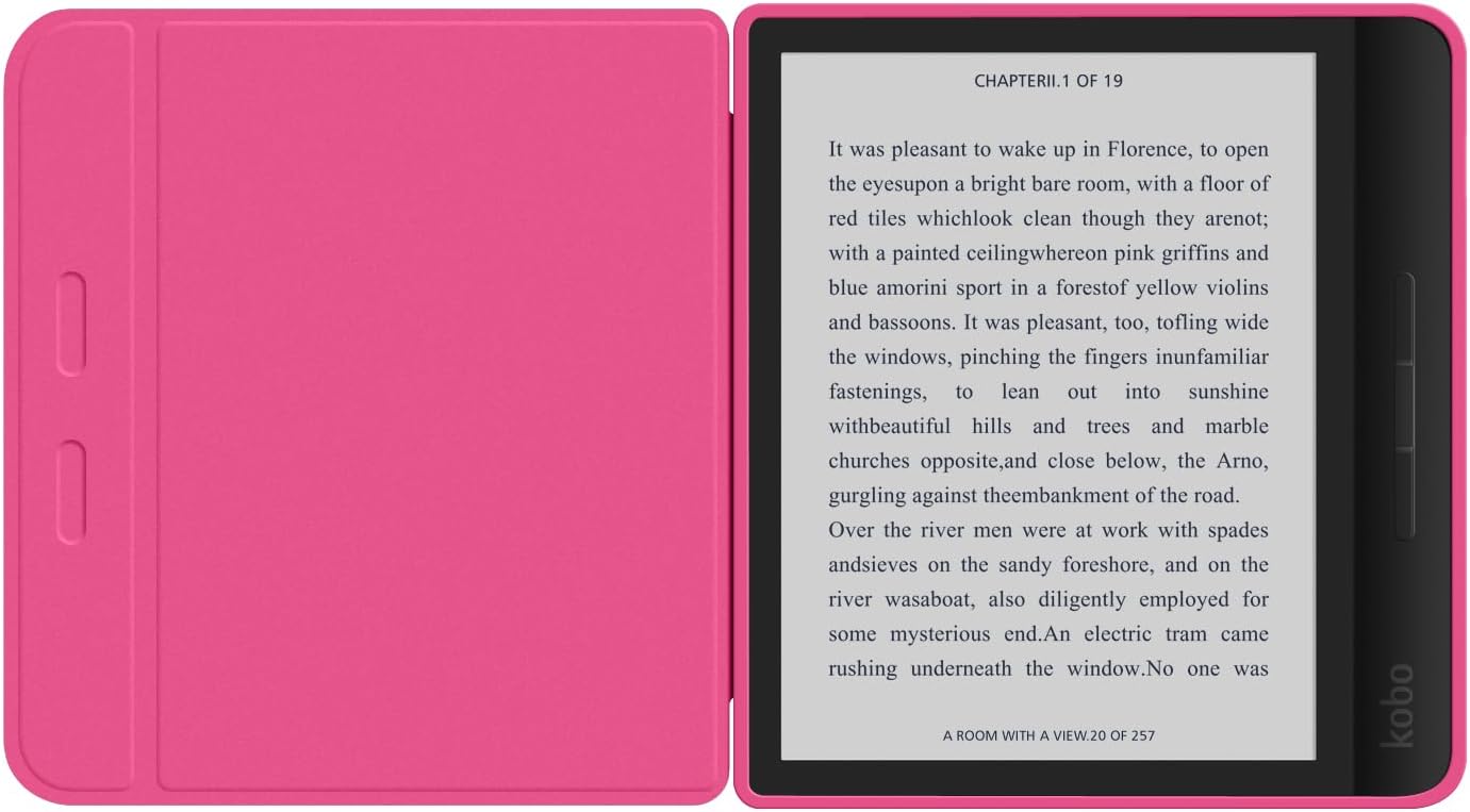 Split Folio Detachable Protective Case for 7" Kobo Libra Colour 2024 Released, Ultra Clear Transparent Back Cover Light Shell, Auto Sleep and Wake, Raspberry
