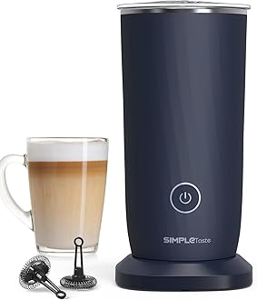 SIMPLETASTE Milk Frother, 4-in-1 Electric Milk Steamer, Automatic Warm and Cold Foam Maker and Milk Warmer for Latte, Cappuccinos, Macchiato, Dark Blue