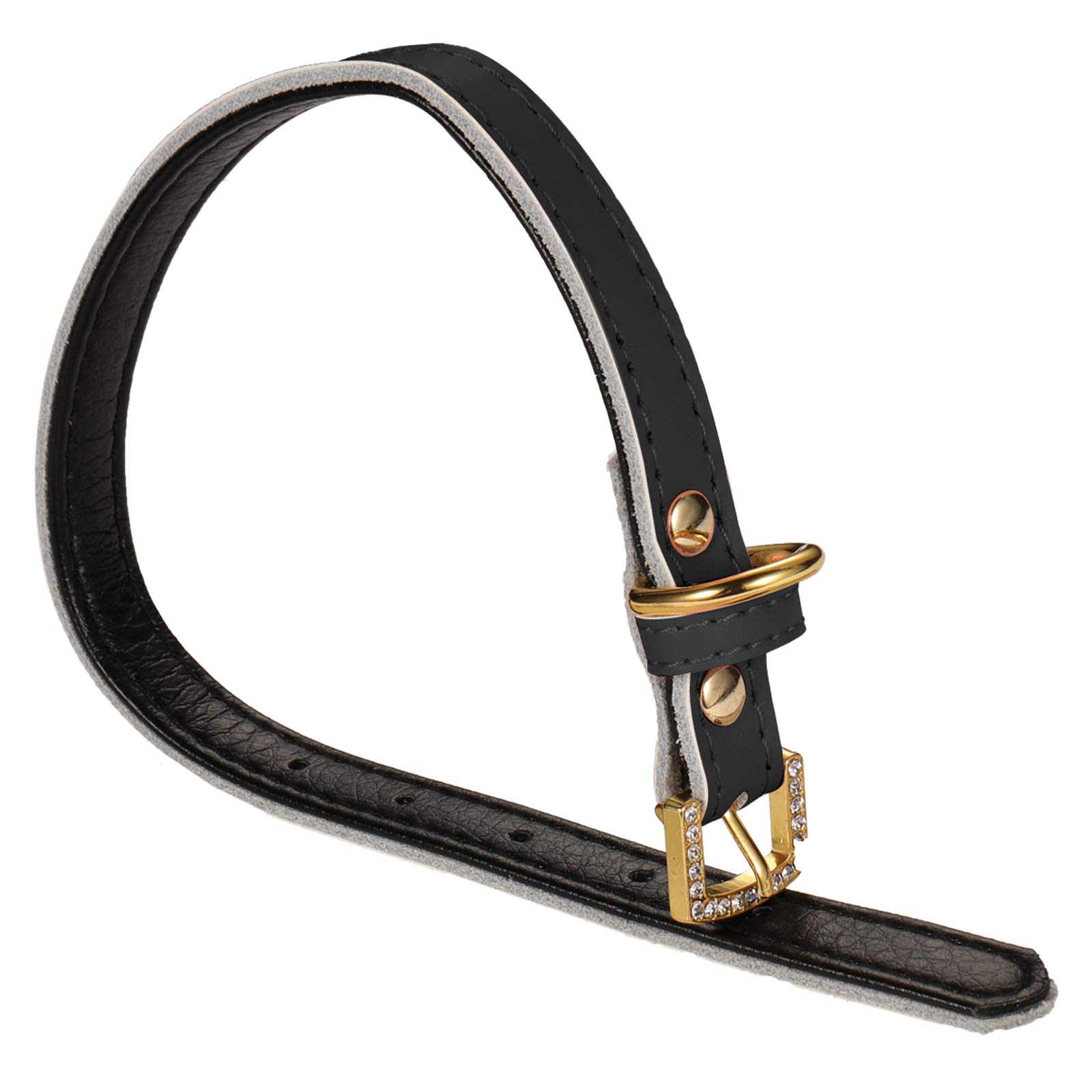 LOVPE Hundehalsband Aus Leder – Gepolstert, Mit Goldener Strass-Schnalle, Verstellbar, Für Kleine Bis Mittlere Hunde (Größe S)