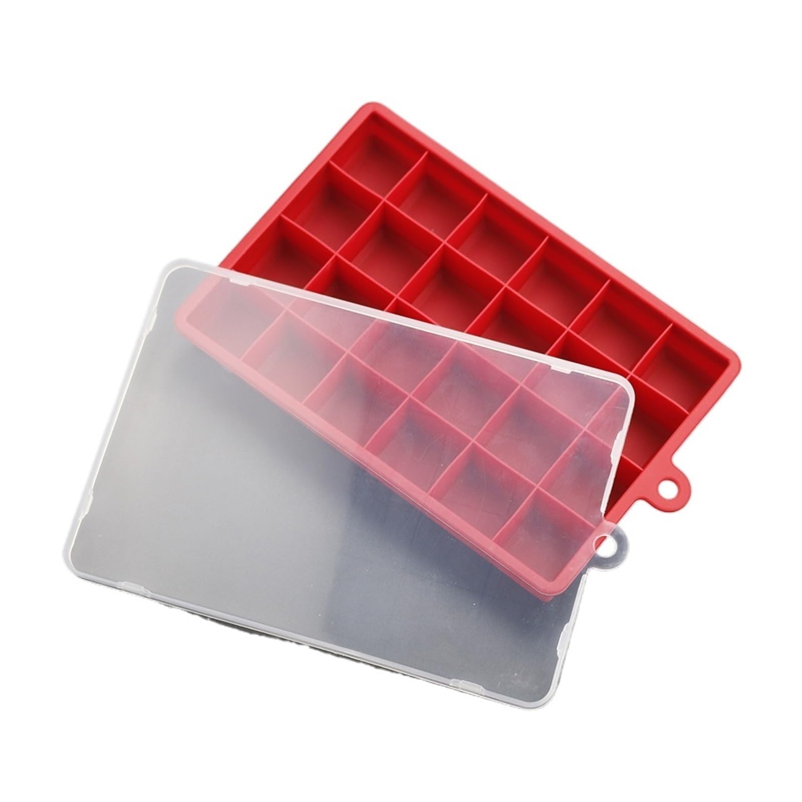 1 stücke Mit Deckel/Keine 24-loch Silikon Eis Tablett Quadratische Box Hilfs Püree Käse Gelee Form Bar küche Werkzeug Cocktail Cube(Red with cover)