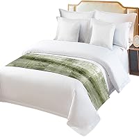 Vista 1 de Camino de cama para cama tamaño California King, manta verde salvia para pie de cama, pintura al óleo geométrica moderna de arte abstracto, funda