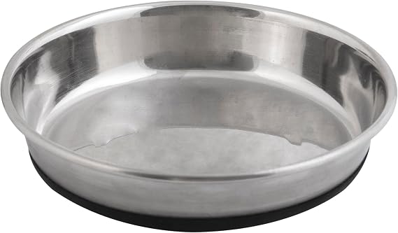 Pet Zone Original Stainless Steel No Slip Cat Bowl, 1.25 Cups, Pack of 1 | Holds dry or wet meals, easy to clean durable dish for felines, grippy base stays firmly put at mealtime, everyday feeding