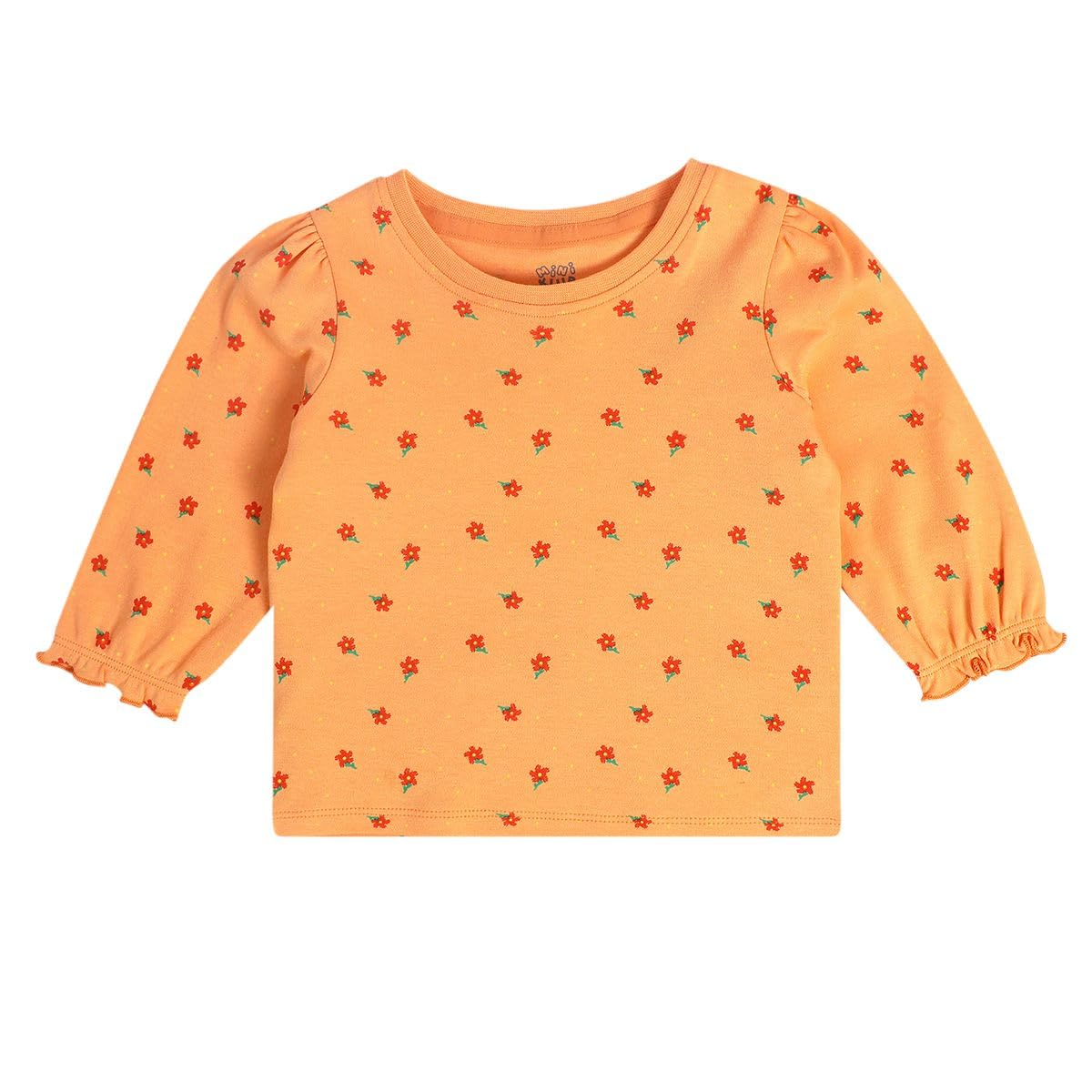 miniklub Baby Girls Round Neck Full Sleeve Orange/Pink Color Knit Top, Pack Of 2 (6-9M) 2