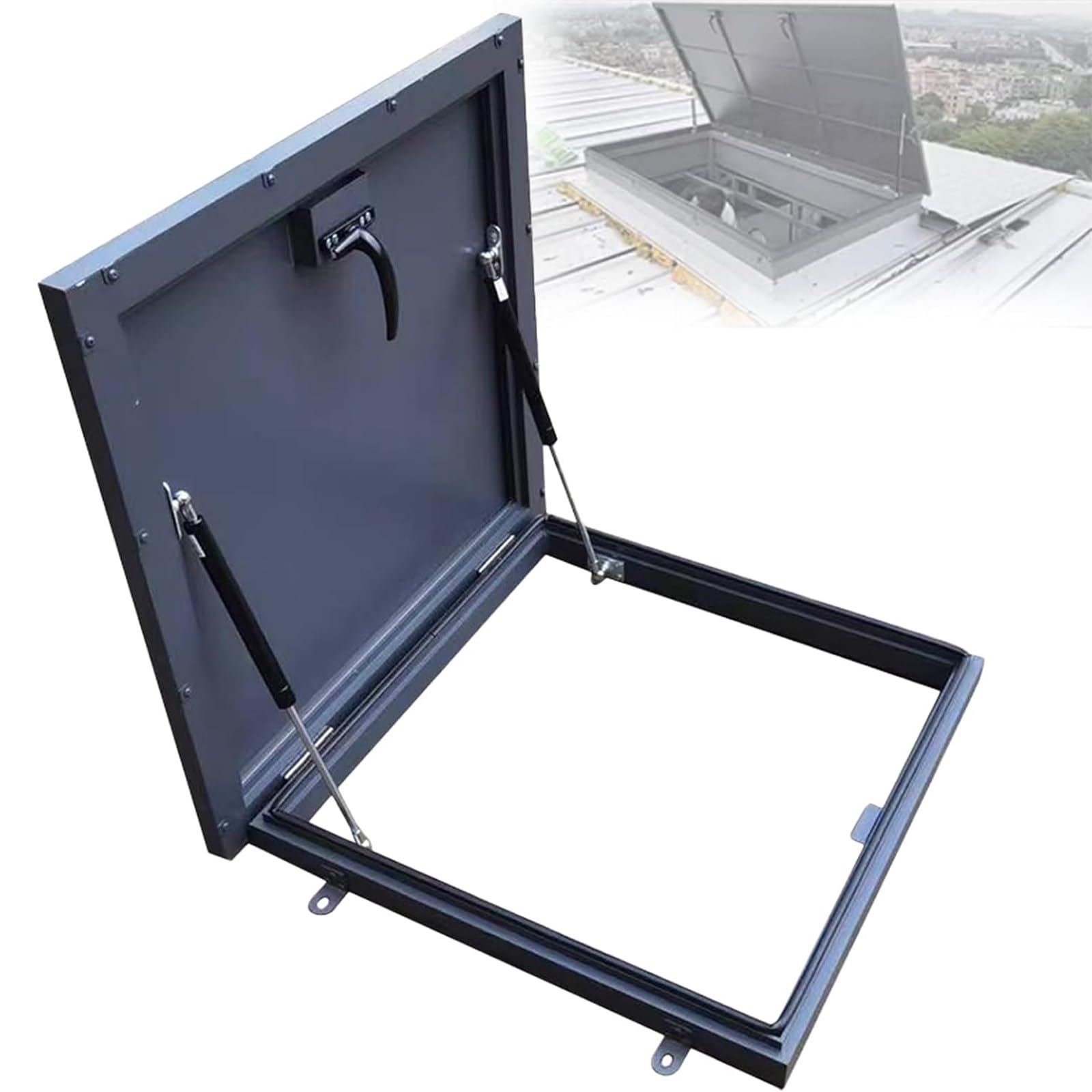 Klapa wejściowa z cynkowo-aluminiowym drążkiem nośnym do piwnic strychów do przechowywania 55 x 55 cm łatwy dostęp solidne drzwi wejściowe