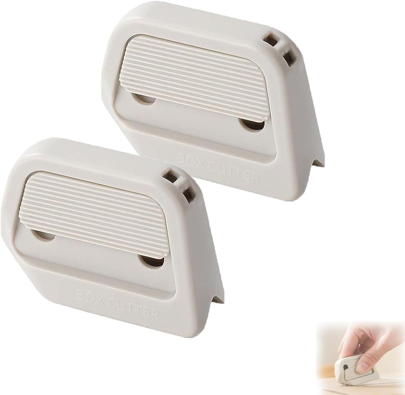 Auto-Retract Ceramic Mini Box Cutter, Mini Ceramic Paper Cutters, Magnetic Safety Blade, Portable Keychain Opener, Retractable Cardboard Cutter Right Angle Groove, Home Package Opener (White*2)