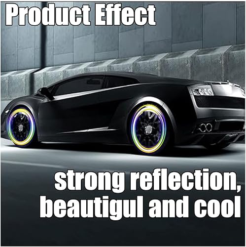 Miniatura 5 de 20 calcomanías reflectantes a rayas para ruedas de automóvil, calcomanías de advertencia de seguridad nocturna para ruedas de automóvil, calcomanías