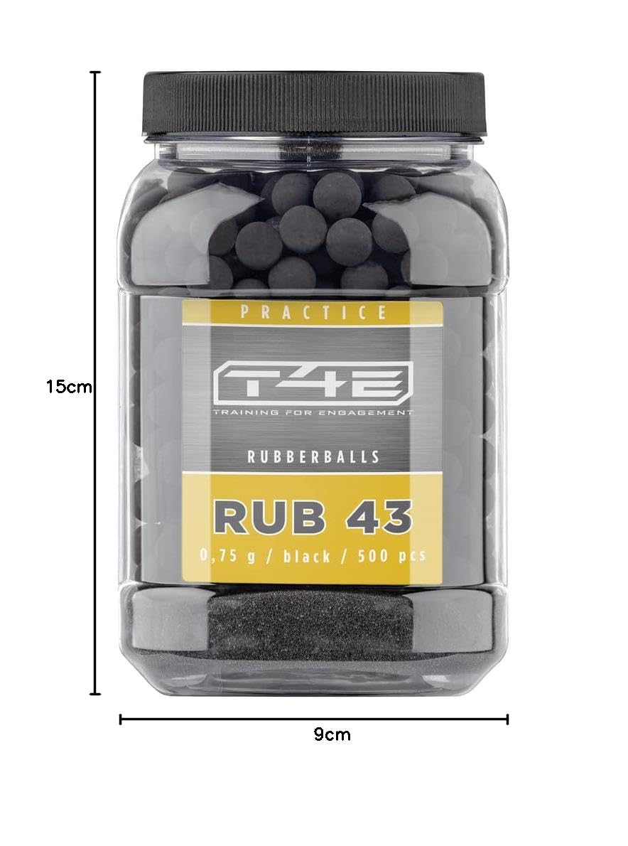 T4E Practice RUB 43 - Bolas de paintball (calibre 43, 500 unidades), color negro