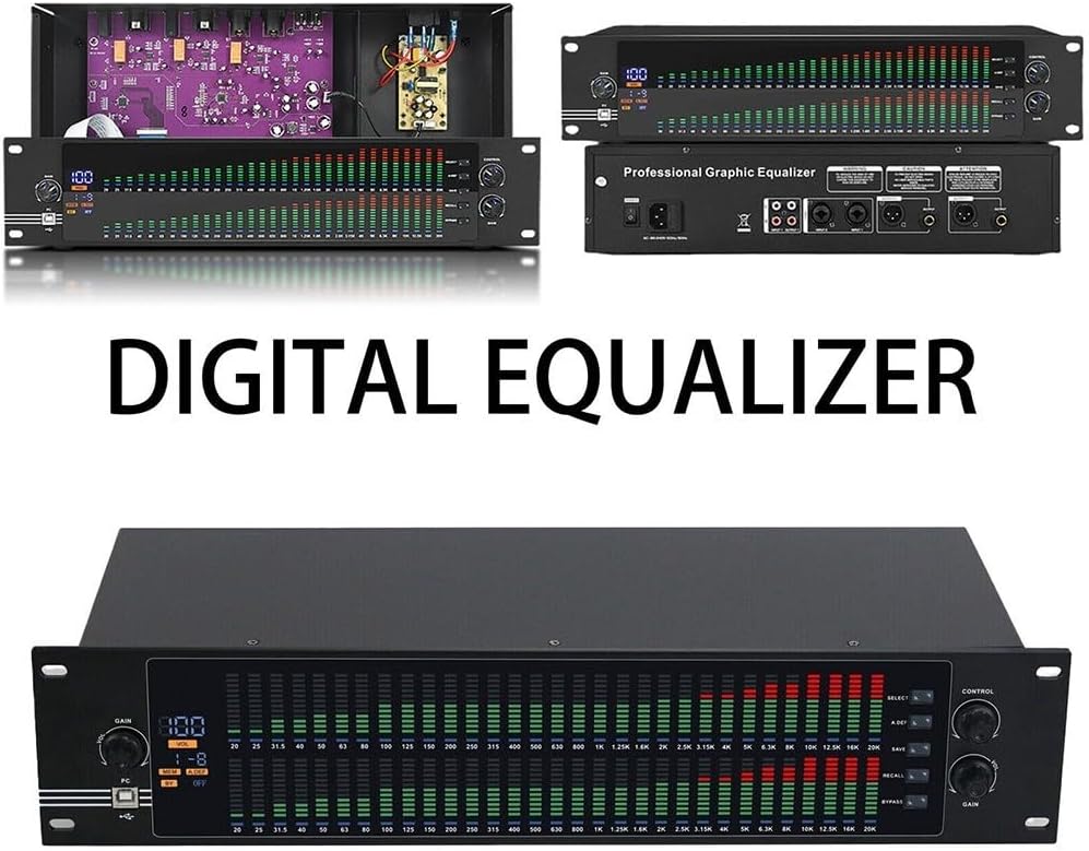 For EQ-323 Dual Channel 31-Band Digital Audio Equalizer with USB Interface for DSP Signal Processor LED Spectrum Display for Recording Studio Live Performance Systems