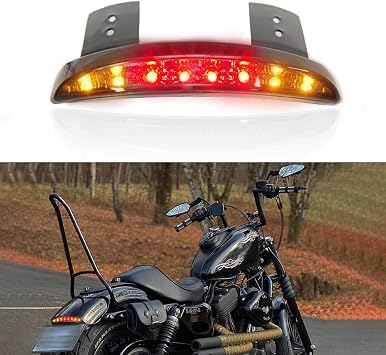 DREAMIZER Motorcycle Brake Tail light Fender Edge LED Lamp with Turn Siganls Compatible with Sportster XL883N 1200N XL1200V XL1200X Cafe Racer Chopper - Smoke