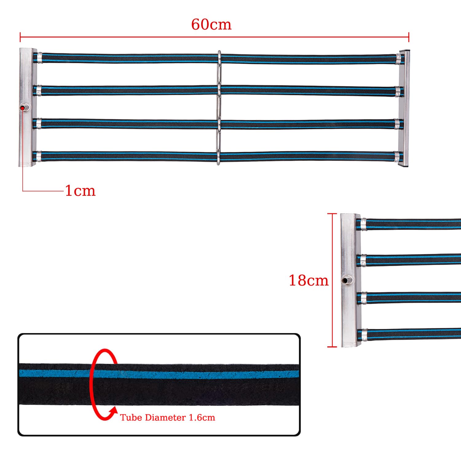 Japanischer Luft-Diffusor für Teiche und Aquarien, Tauchbelüfter aus Gummi, leise und hohe Effizienz, ideal für die Aufzucht von Fischen, Teichen, Hydrokultursystemen (4 Reihe/Ø 60 cm)