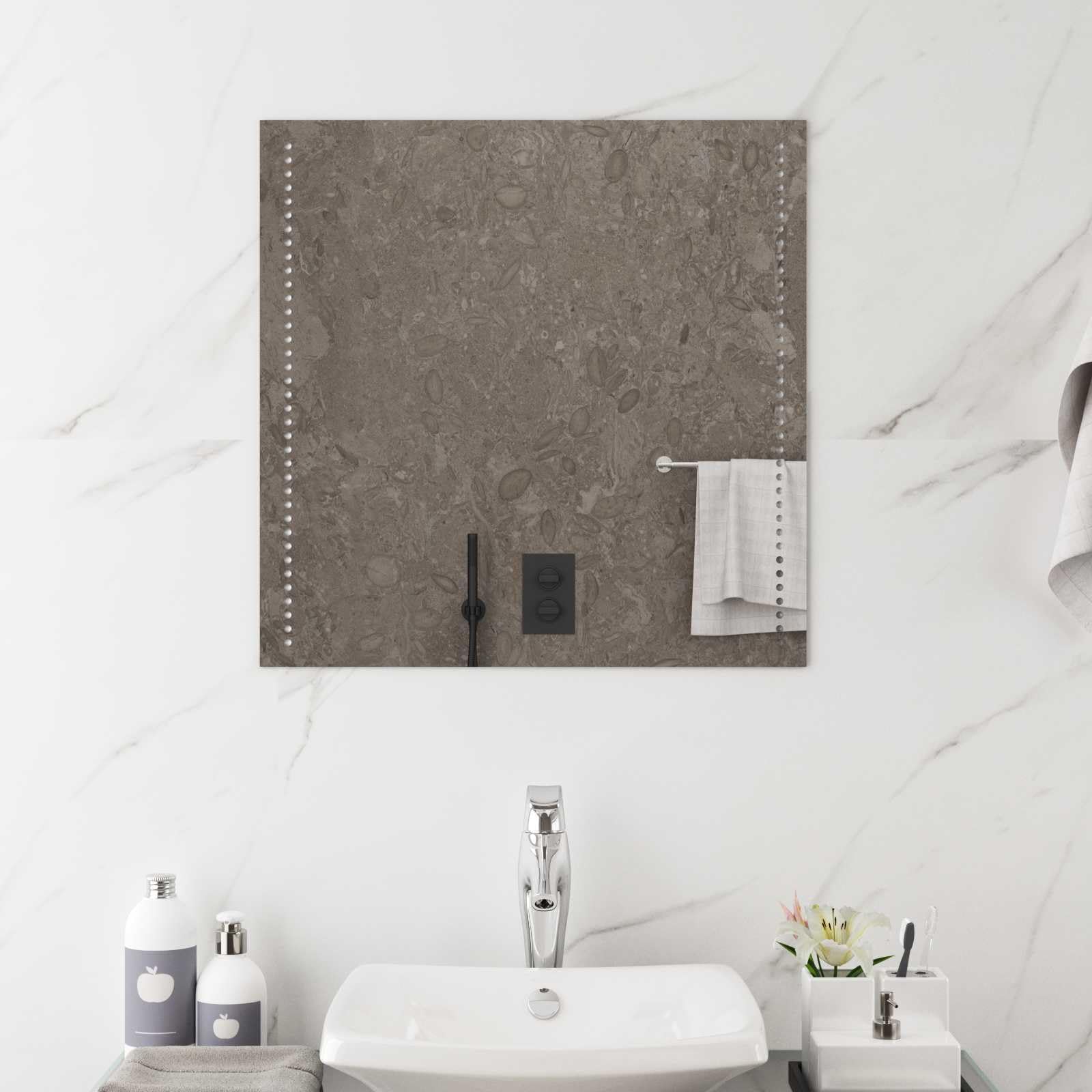 Espejo de baño LED 60 x 60 cm de vidrio templado espejo de pared