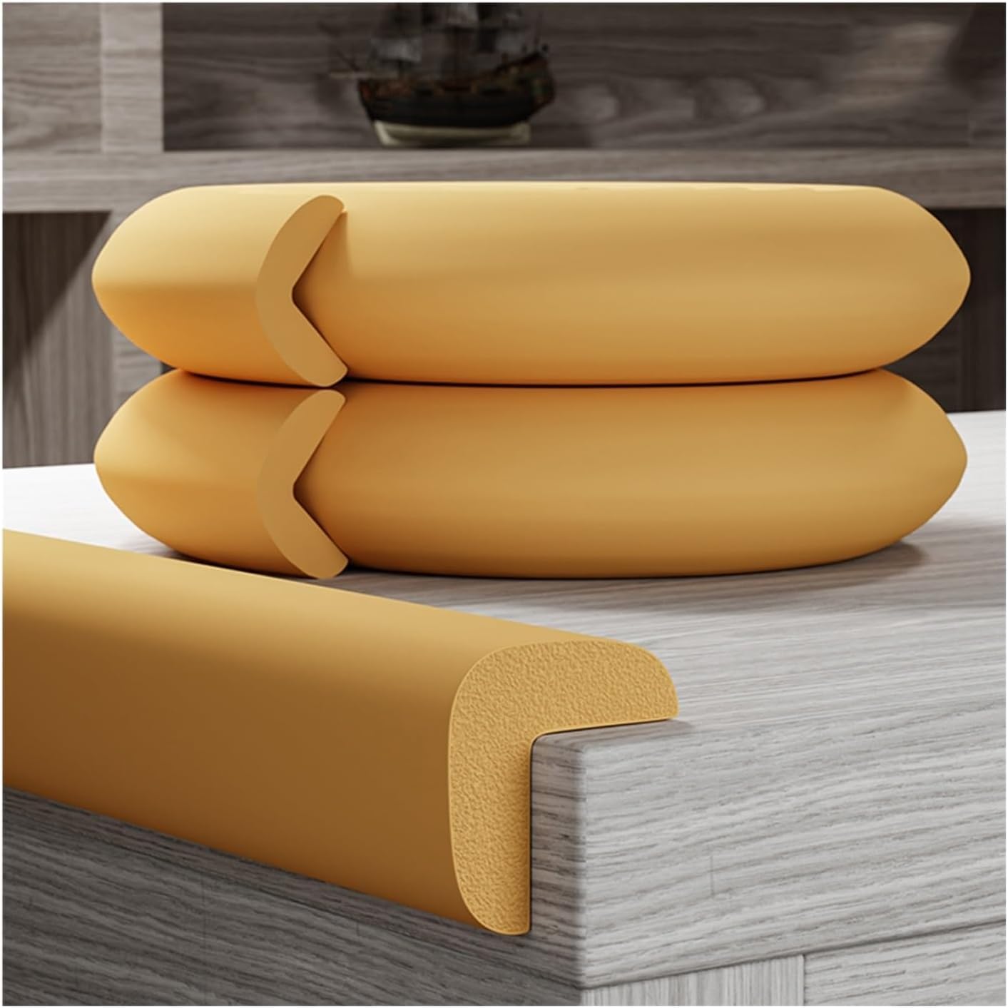 Eckenschutz, Schaumstoff-Kantenschutz, Kanten- und Eckenschutz for Möbel, Kantenschutzpolster mit Klebstoff, Wandkantenschutz aus Schaumstoff, Stoßfänger for Tischkanten, scharfe Ecken,(Woody,3pcs)