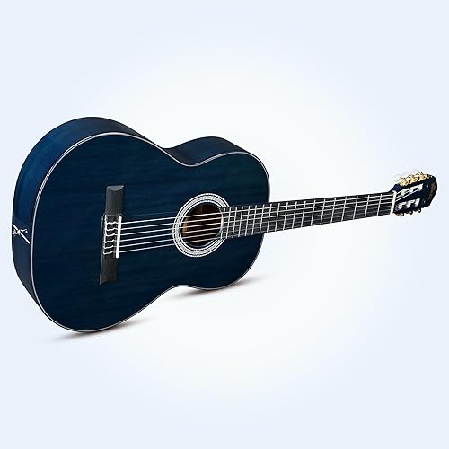 Miniatura 7 de WINZZ Guitarra clásica 4/4, guitarra de cuerda de nailon de tamaño completo de 39 pulgadas para adultos principiantes, kit completo de guitarra