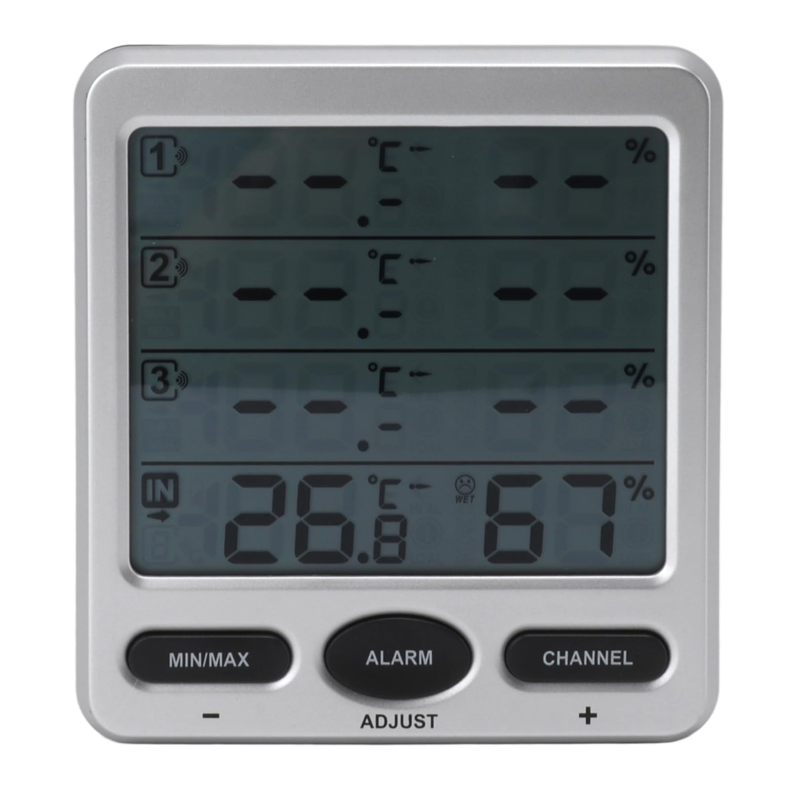 Cocoarm Raumhygrometer-Thermometer, Drahtloser ABS-Temperatur- und Luftfeuchtigkeitsmonitor mit 3 Fernsensoren, 433 MHz, Max.-Min.-Aufzeichnungen, für den Innen- und Außenbereich Im Babyzimmer zu