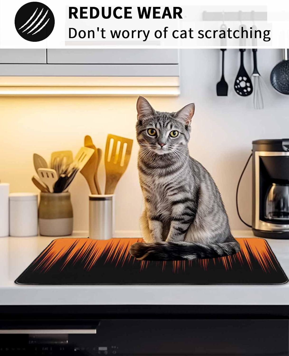 Stove Top Cover Orange Black Lines Stove Cover for Electric Stove Top Abstract Art Stripes Glass Cooktop Covers Anti-Slip Mat Heat Resistant Countertop Protector Kitchen Decor 28.5"x20.5"