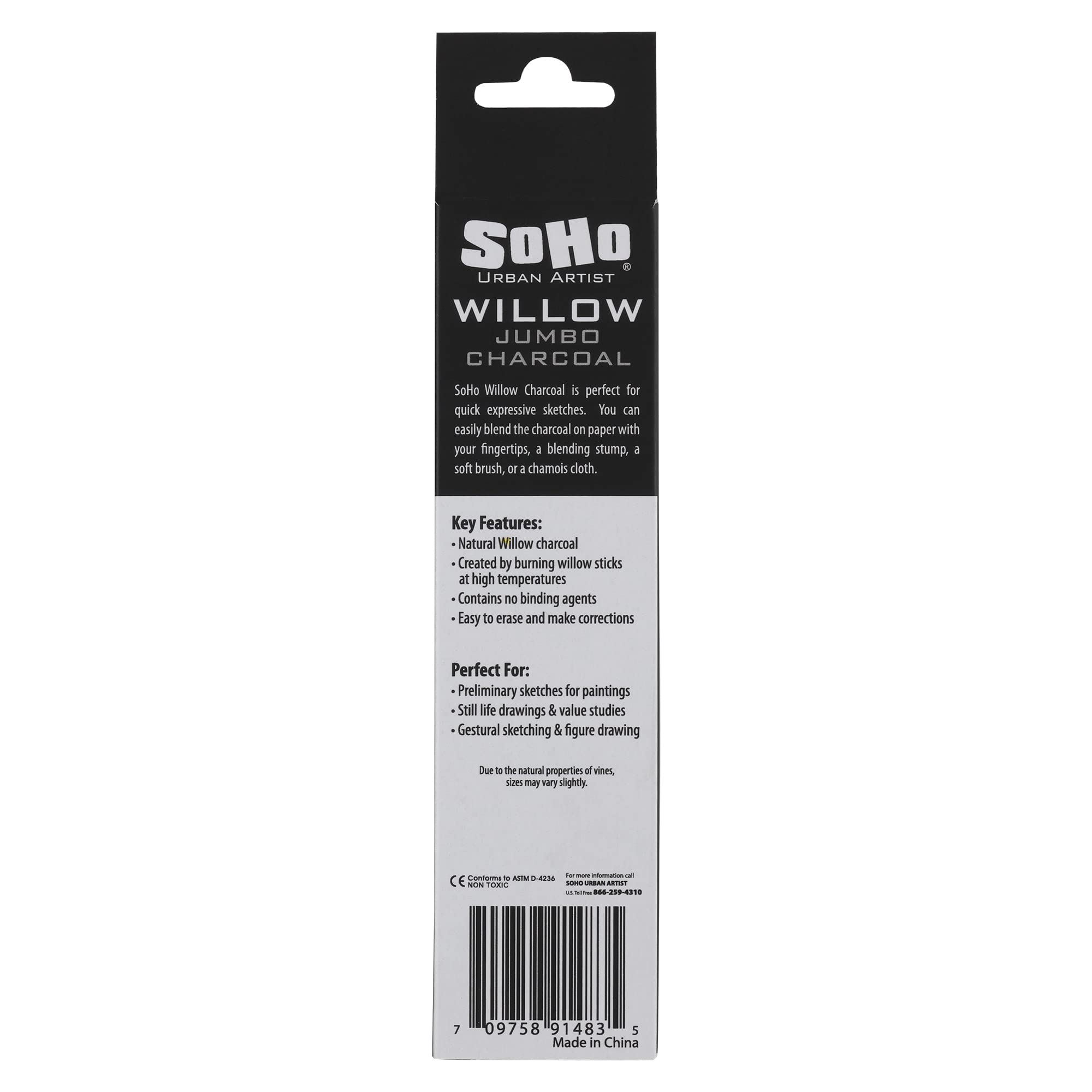 Snapklik.com : Soho Urban Artist Jumbo Willow Charcoal, Black