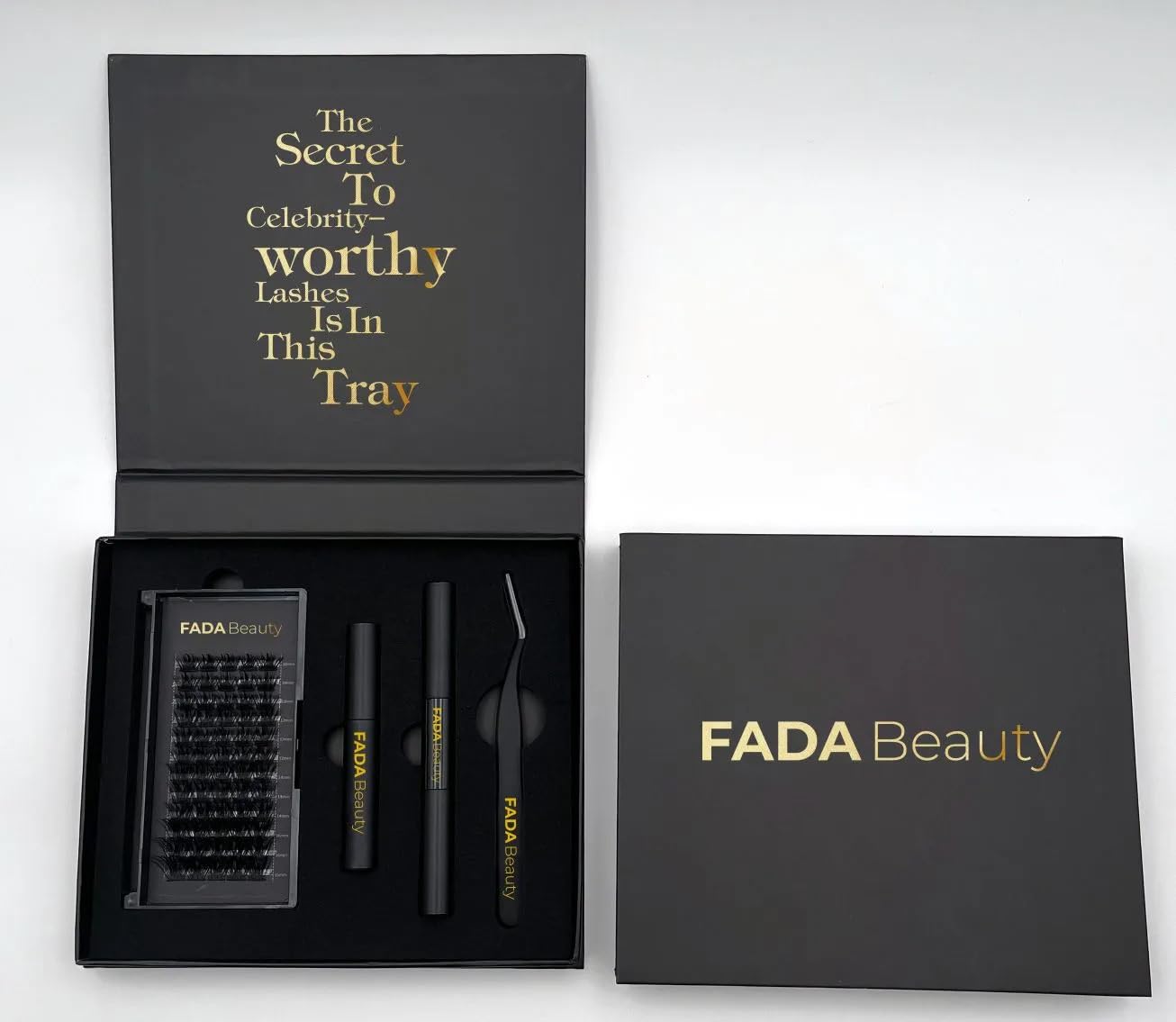 FADA Beauty - Kit Ciglia Extension, Allungamento Set Ciglia Finte Fai Da Te,Completo Con Bond & Seal e Remover Extension Ciglia, Lunga Durata, Waterproof