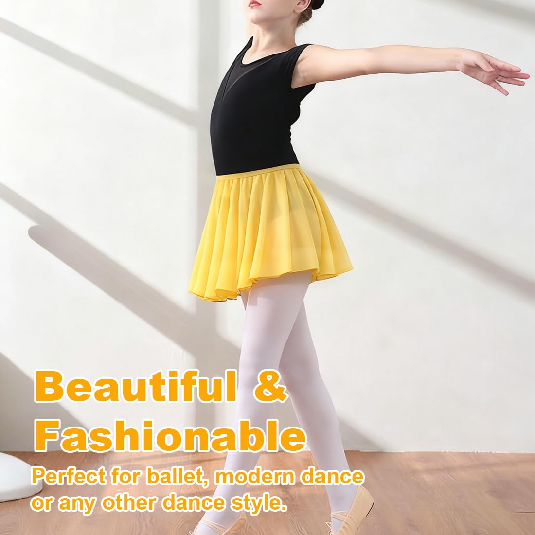 1 Pezzo Gonnellino Danza Classica Donna, Gonna Gialla Donna, Bambina da Gonna, Gonna Gialla Corta, Avvolgente Gonna da Ballo in Chiffon Lacci in Vita Regolabili