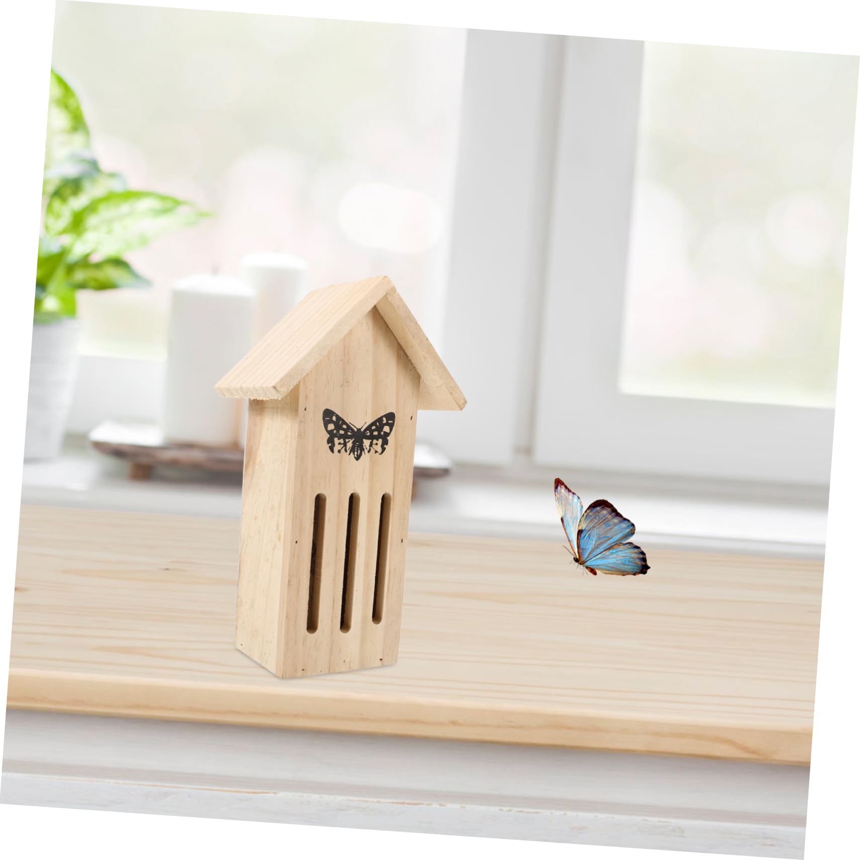 Happyyami 3stücke Holz Schmetterlingsfuttermittel Haus Wetterfestes Insektenhotel Für Garten Einladende Natürliche Holzstruktur Als Schmetterlingshabitat Und Dekoratives Element Im Freien