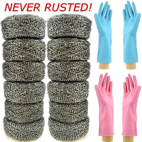 Star NEVER RUSTED 50G Hamburger Size Scouring Pad 12 Counts with 2