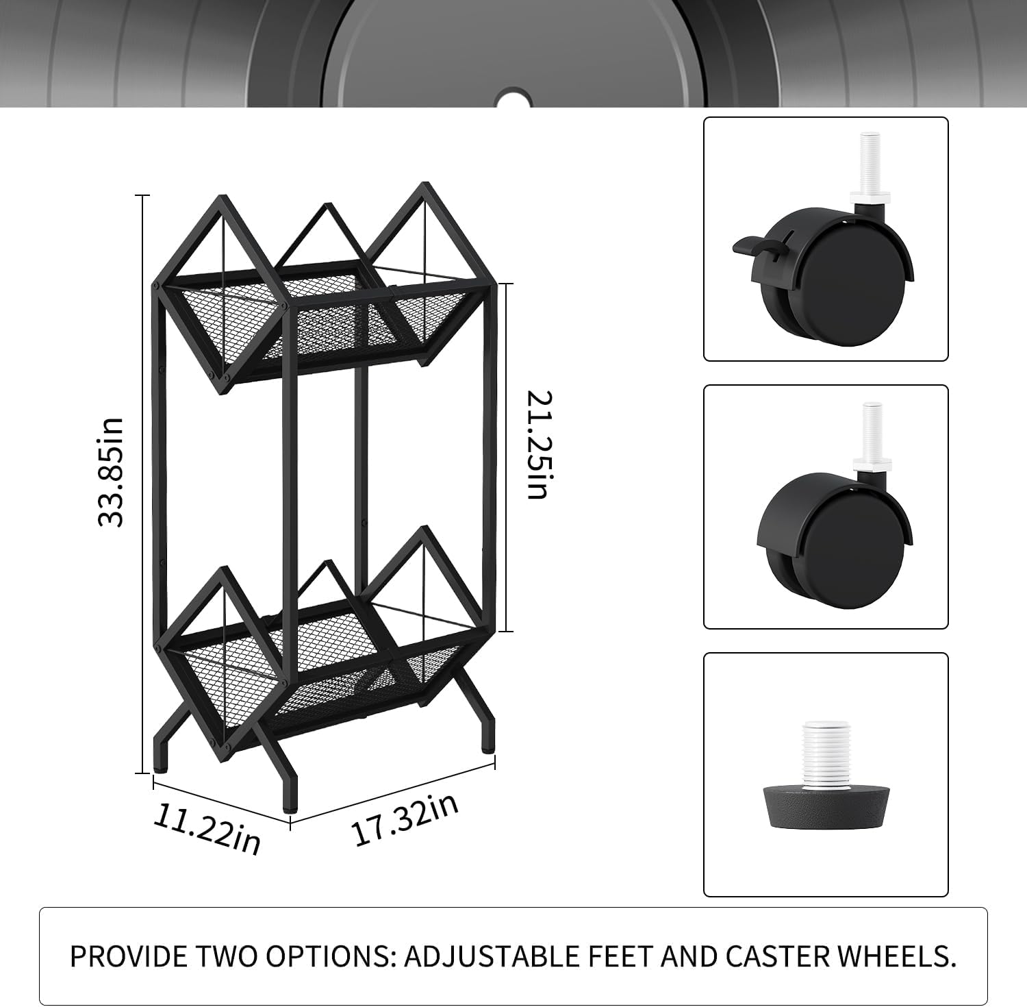 YINMIT Vinyl Record Storage Holder,160-200 LP Vinyl Organizer,Albums Storage Rack, Metal Record Display Racks,Quick Assembly Album Holder,Record Album Storage Rack for Book Albums(Black,2 Tier)